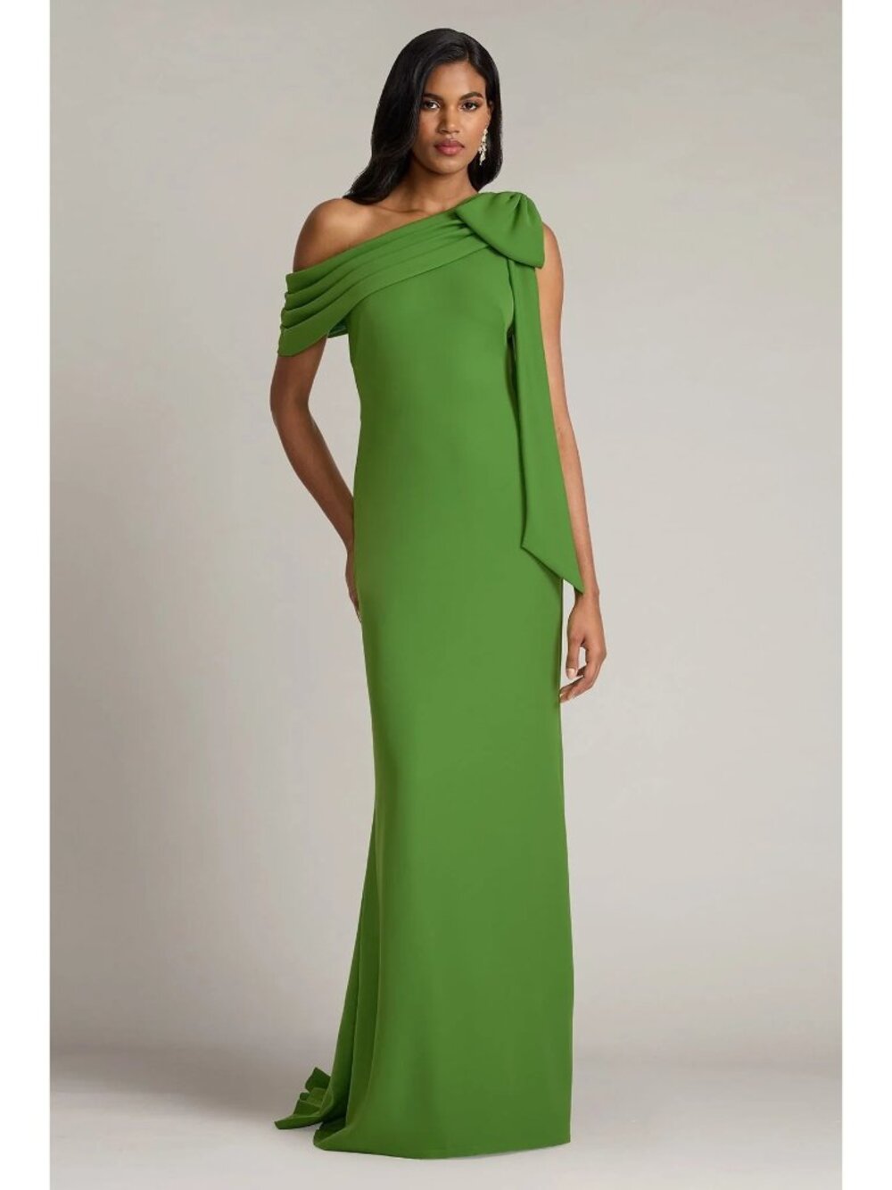 🆕TADASHI SHOJI Cassia Bow One-Shoulder Gown Cactus Green 10